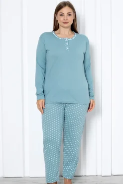 Sale Bawełniana damska 2-częściowa piżama w kropki PLUS SIZE Piżamy