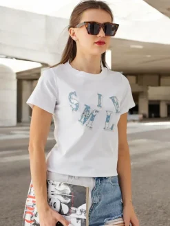 Bawełniana damska bluzka z napisem Bluzki / Koszule / Koszulki