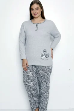 Discount Bawełniana damska 2-częściowa piżama w kwiaty PLUS SIZE Piżamy