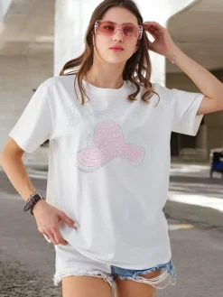 Bawełniana damska bluzka z nadrukiem Bluzki / Koszule / Koszulki