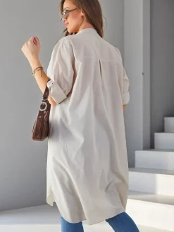 Bawełniana długa damska koszula oversize Bluzki / Koszule / Koszulki