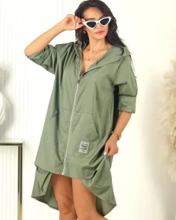 Discount Bawełniana długa narzutka damska Bluzy|Kurtki / Marynarki / Płaszcze