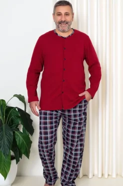 Best Bawełniana męska piżama w kratkę PLUS SIZE Piżamy|Plus Size