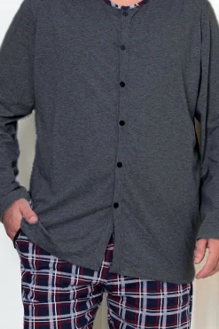 Best Bawełniana męska piżama w kratkę PLUS SIZE Piżamy|Plus Size