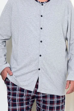 New Bawełniana męska piżama w kratkę PLUS SIZE Piżamy|Plus Size