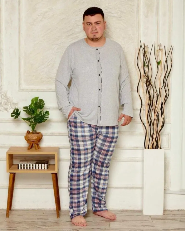 New Bawełniana męska piżama z printem PLUS SIZE Piżamy|Plus Size