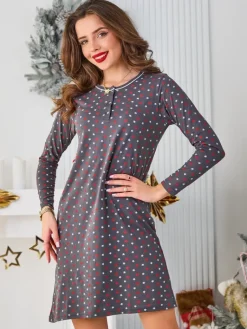 Clearance Bawełniana nocna koszula damska w gwiazdki Piżamy