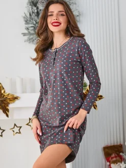 Clearance Bawełniana nocna koszula damska w gwiazdki Piżamy