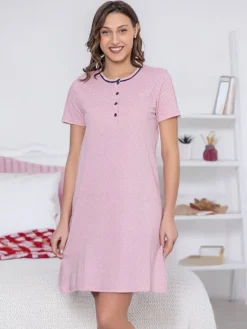 Bawełniana nocna koszula damska w kropki Piżamy