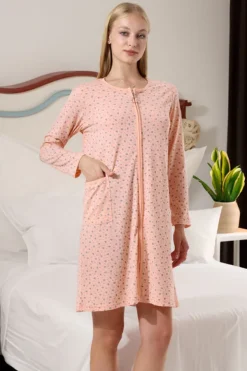 Hot Bawełniana nocna koszula damska z suwakiem Piżamy