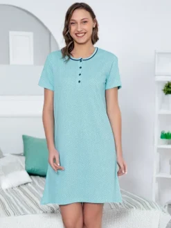 Bawełniana nocna koszula damska w kropki Piżamy