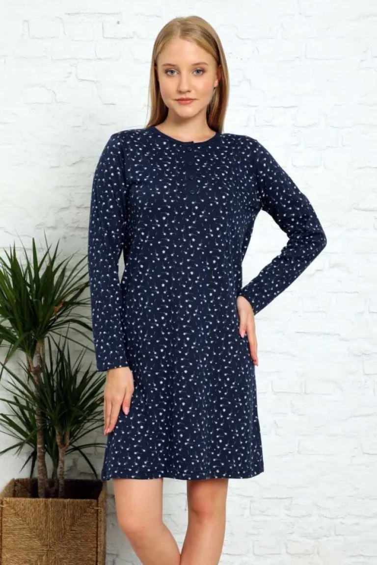 Sale Bawełniana nocna koszula damska w gwiazdki Piżamy