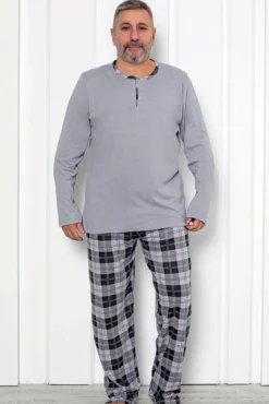 Hot Bawełniana piżama męska w kratę PLUS SIZE Plus Size|Piżamy