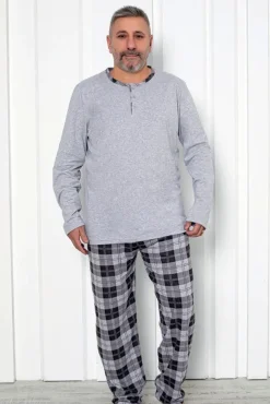 Hot Bawełniana piżama męska w kratę PLUS SIZE Plus Size|Piżamy