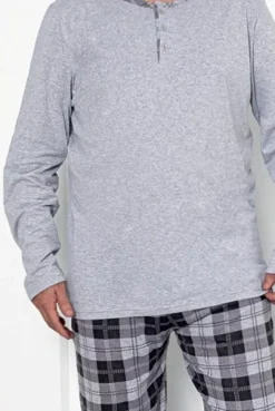 Outlet Bawełniana piżama męska w kratę PLUS SIZE Plus Size|Piżamy