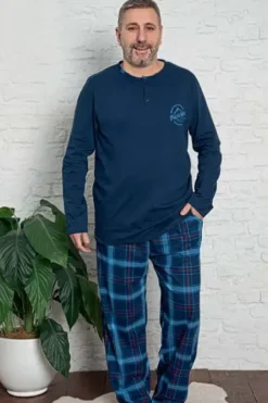 Online Bawełniana piżama męska w kratę PLUS SIZE Plus Size|Piżamy
