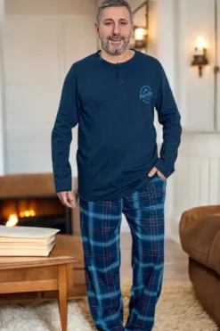 Online Bawełniana piżama męska w kratę PLUS SIZE Plus Size|Piżamy