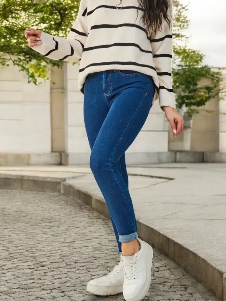 Clearance Bawełniane jeansy damskie rurki Jeansy