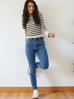 New Bawełniane jeansy damskie zwężane Jeansy