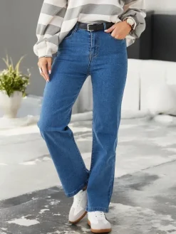 Bawełniane proste jeansy damskie Jeansy