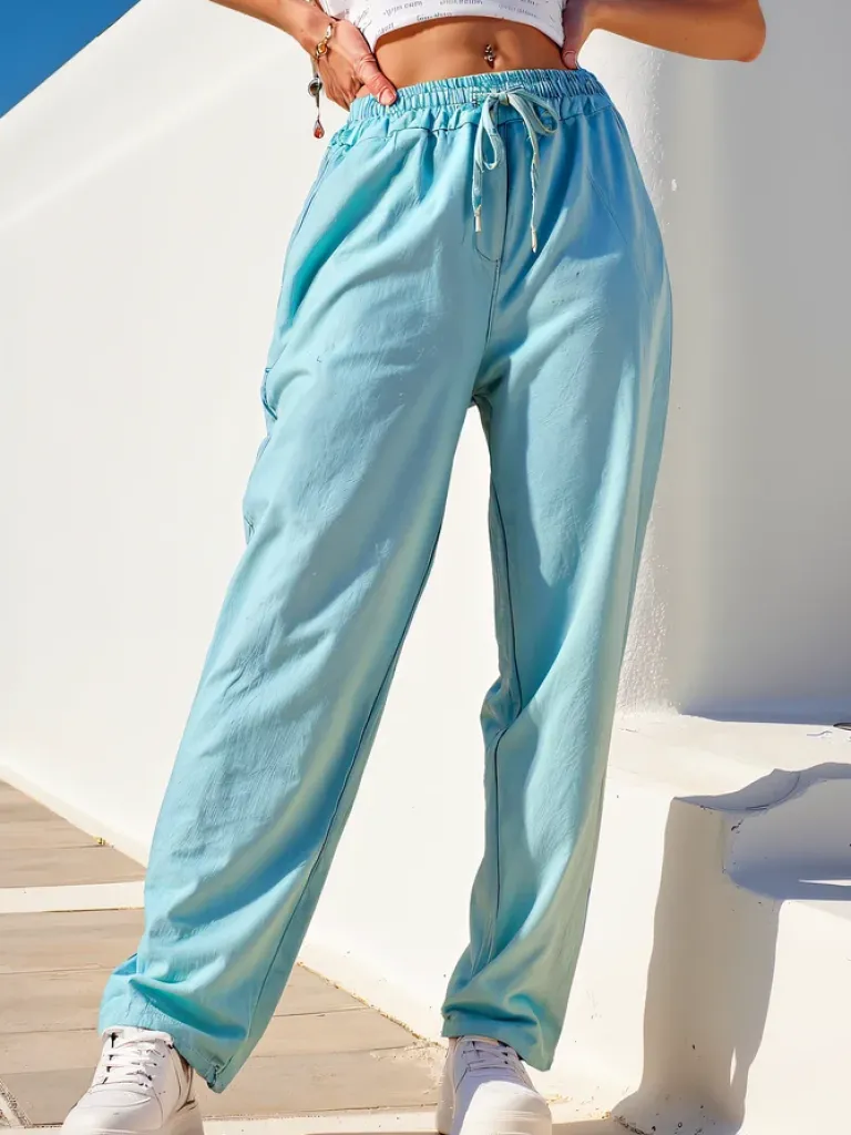 Best Bawełniane proste spodnie damskie materiałowe Spodnie Materiałowe