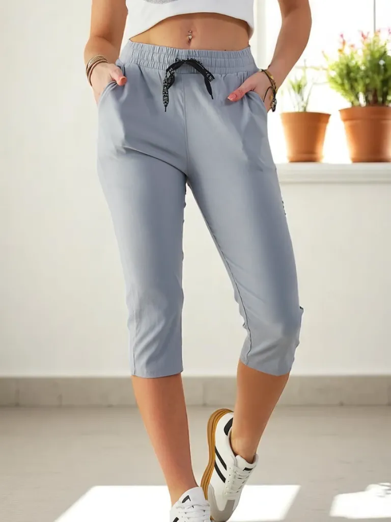 Clearance Bawełniane spodenki damskie materiałowe 3/4 Spodenki 3/4|Krótkie Spodenki