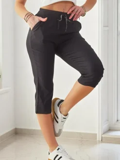 Discount Bawełniane spodenki damskie materiałowe 3/4 Spodenki 3/4|Krótkie Spodenki