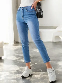 New Bawełniane spodnie damskie mom jeans Jeansy