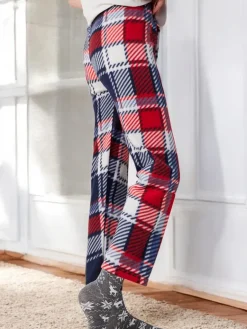 Clearance Bawełniane świąteczne spodnie damskie od piżamy w kratę Spodnie Materiałowe|Piżamy