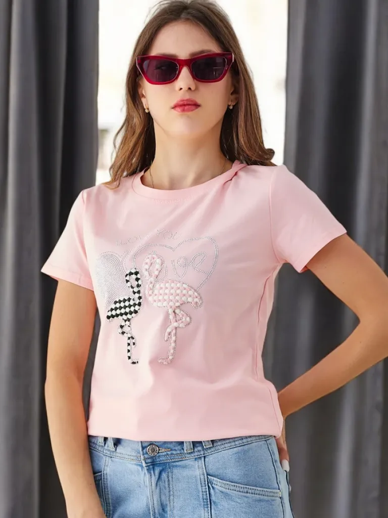 Bawełniany damski t-shirt Flaming Love Bluzki / Koszule / Koszulki