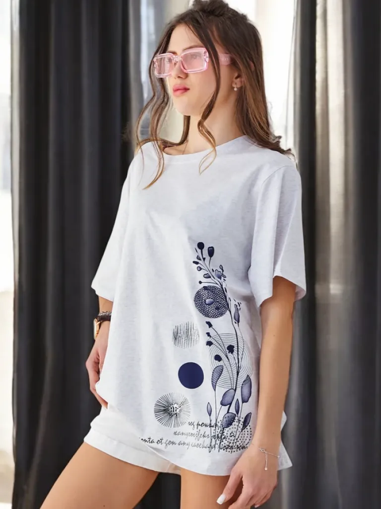 Bawełniany damski t-shirt z printem Bluzki / Koszule / Koszulki