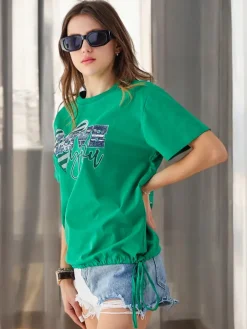 Best Bawełniany damski t-shirt LOVE z cyrkoniami Bluzki / Koszule / Koszulki