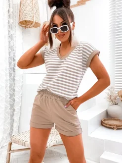 Best Bawełniany komplet damski w paski Damskie Komplety Damskie