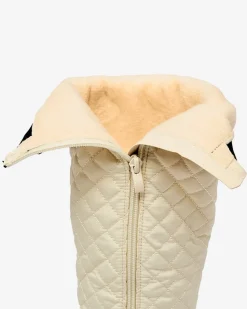 Hot Beżowe damskie kozaki pikowane Ataeb Kozaki Na Płaskim Obcasie|Kozaki Z Ociepleniem