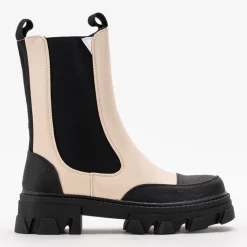 Clearance Beżowe damskie botki na masywnej podeszwie Rosidi Botki Z Delikatnym Ociepleniem|Botki Na Płaskim Obcasie