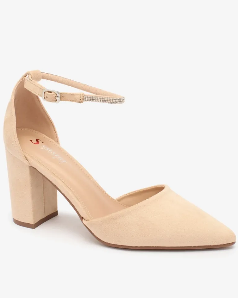 Online Beżowe damskie czółenka z cyrkoniami Britica Klasyczne