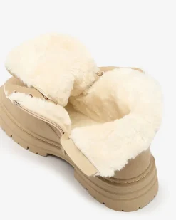 Clearance Beżowe damskie ocieplane botki typu trapery Radoras Trapery|Botki Z Delikatnym Ociepleniem