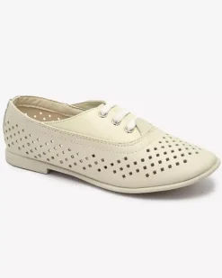 Best Beżowe dziecięce mokasyny ażurowe Janno Dziewczęce