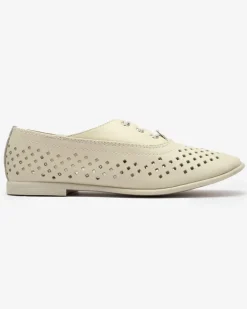 Best Beżowe dziecięce mokasyny ażurowe Janno Dziewczęce