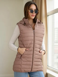 Best Bezrękawnik damski z odpinanym kapturem Kurtki / Marynarki / Płaszcze