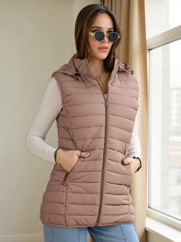 Best Bezrękawnik damski z odpinanym kapturem Kurtki / Marynarki / Płaszcze