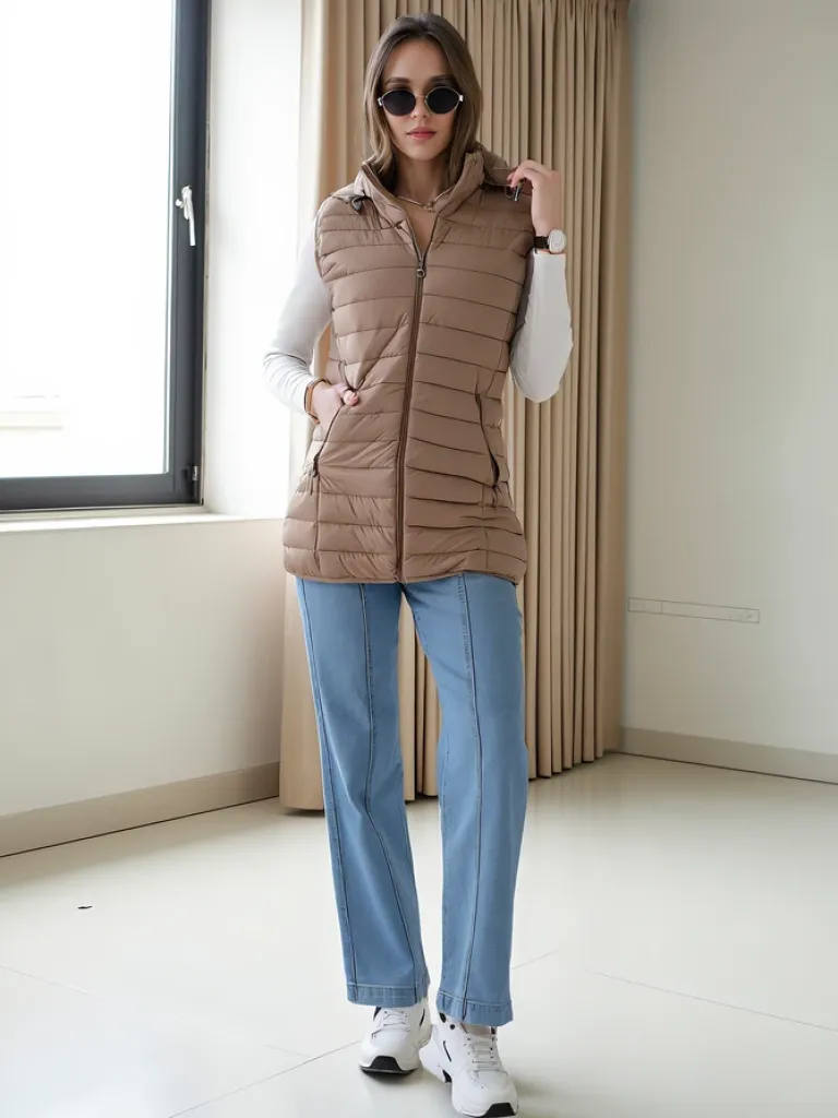 Best Bezrękawnik damski z odpinanym kapturem Kurtki / Marynarki / Płaszcze