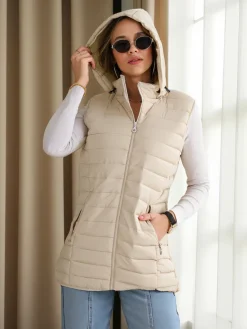 Sale Bezrękawnik damski z odpinanym kapturem Kurtki / Marynarki / Płaszcze