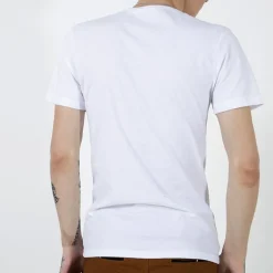 Best Biała bawełniana koszulka męska z printem Bluzki