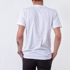 Sale Biała bawełniana koszulka męska z printem Bluzki