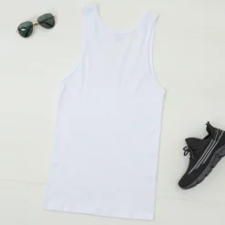 Online Biała męska koszulka bez rękawów Bluzki