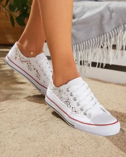 Sale Białe damskie ażurowe trampki Tareni Trampki