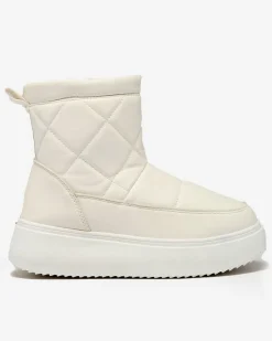 Białe damskie botki a'la śniegowce Kacecica Śniegowce|Botki Z Delikatnym Ociepleniem