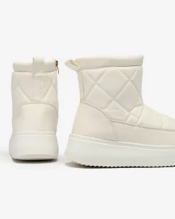 Białe damskie botki a'la śniegowce Kacecica Śniegowce|Botki Z Delikatnym Ociepleniem