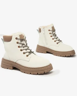 Discount Białe damskie ocieplane botki typu trapery Radoras Trapery|Botki Z Delikatnym Ociepleniem